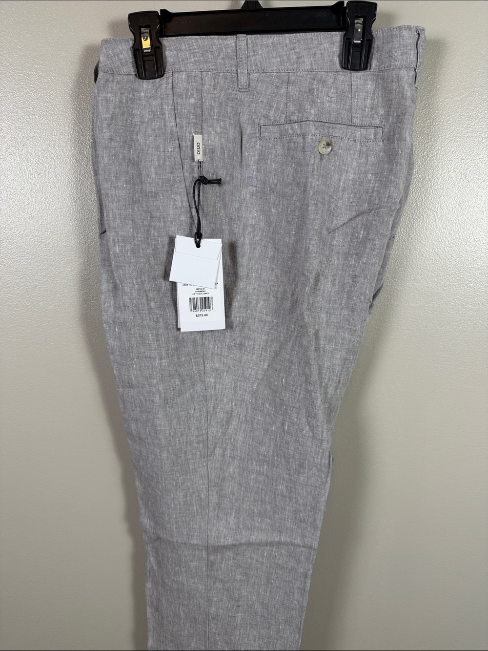 Onia Cool Gray Linen Tapered Pleated Trousers Size 33